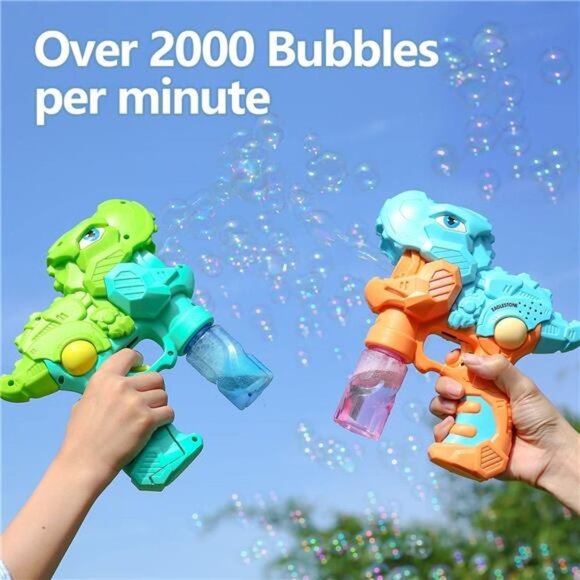 2 Bubble Guns Machine for Toddlers, with 4 Refill Solution for Kids - Picture 3 of 6